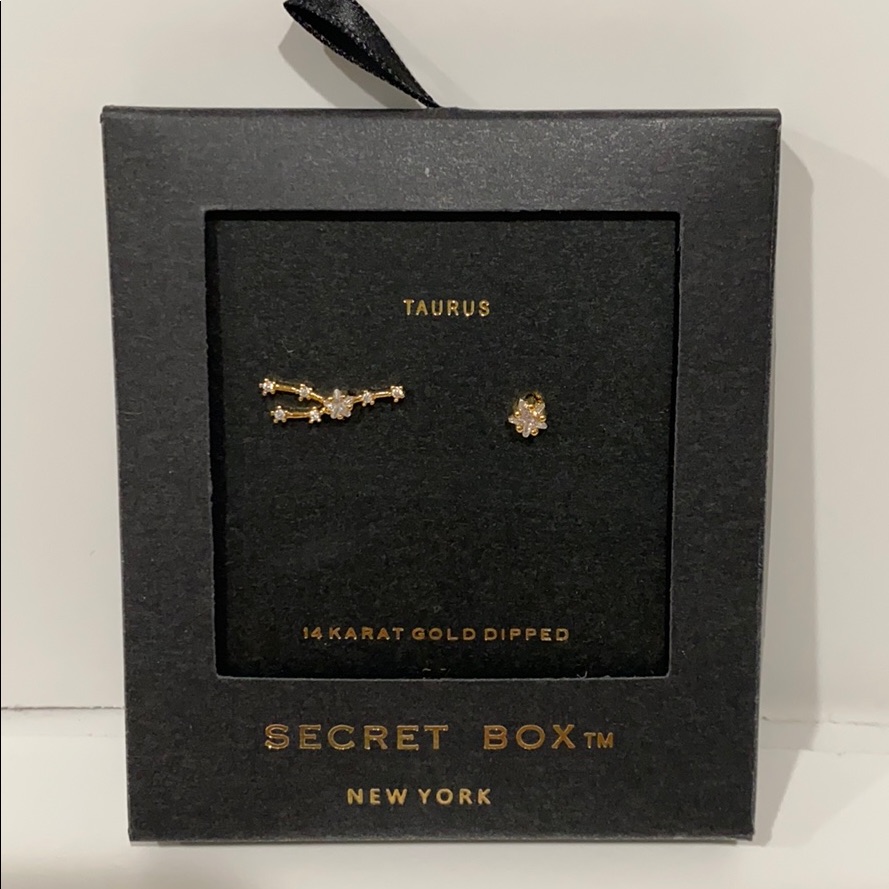 Taurus Zodiac Stud Earrings 14k Gold Dipped